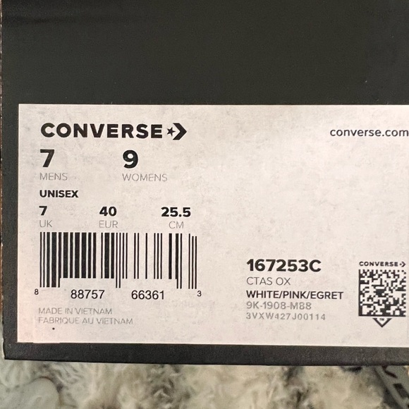 CONVERSE CTAS OX WHITE/PINK/EGRET - Picture 13 of 14